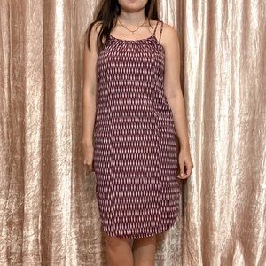 Madewell Tie Strap Maroon Printed Midi Dress